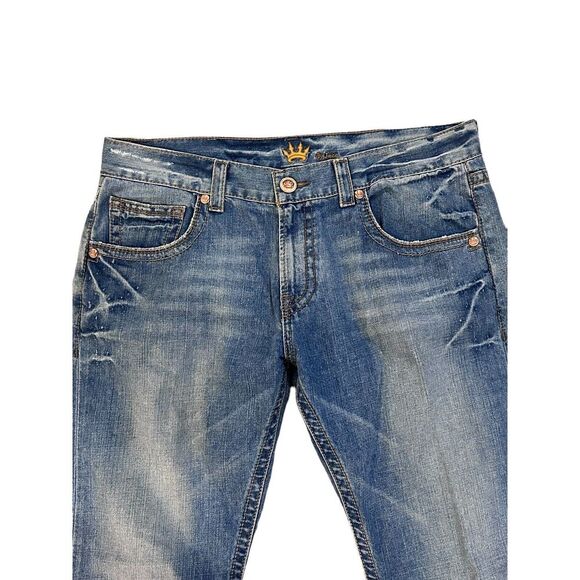 Vtg JNCO Mens Skater Y2K Rave Straight Leg Jeans Embroidered Cross Studded 38x32 - Picture 4 of 10